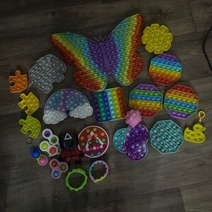 Rainbow Butterfly & Assorted Rainbow Pop It Fidget Toy Bundle